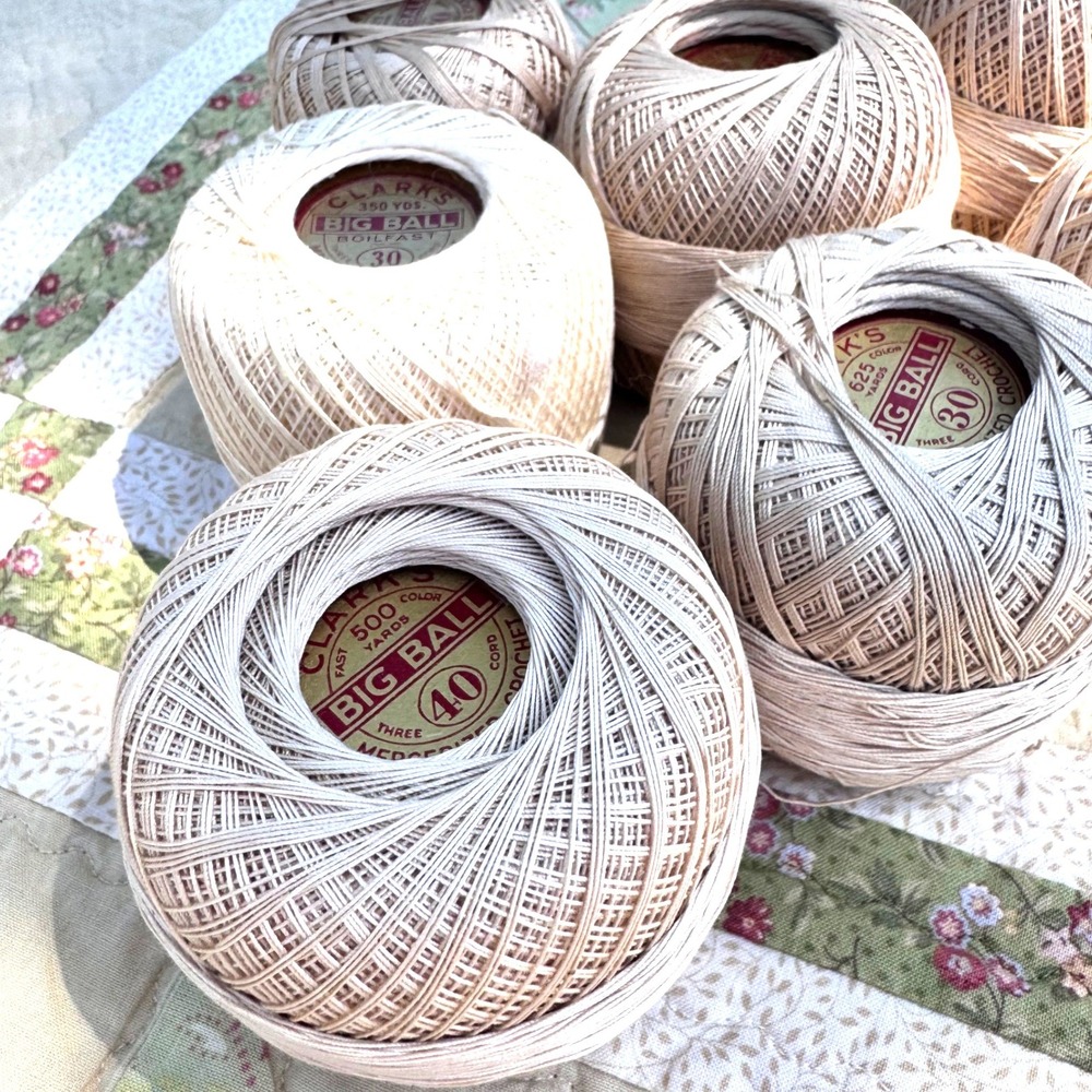 Vintage Clark's Big Ball Crochet Thread Lot 7  Mercerized Cotton Lace Craft